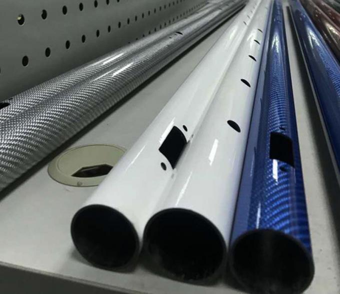 Twill Weave Carbon Fiber Rods And Tubes , Shinning 3K Carbon Fiber Tube