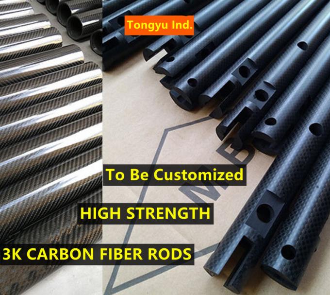 10mm Carbon Fiber Rods And Tubes Plain Twill Weave Dull Surface