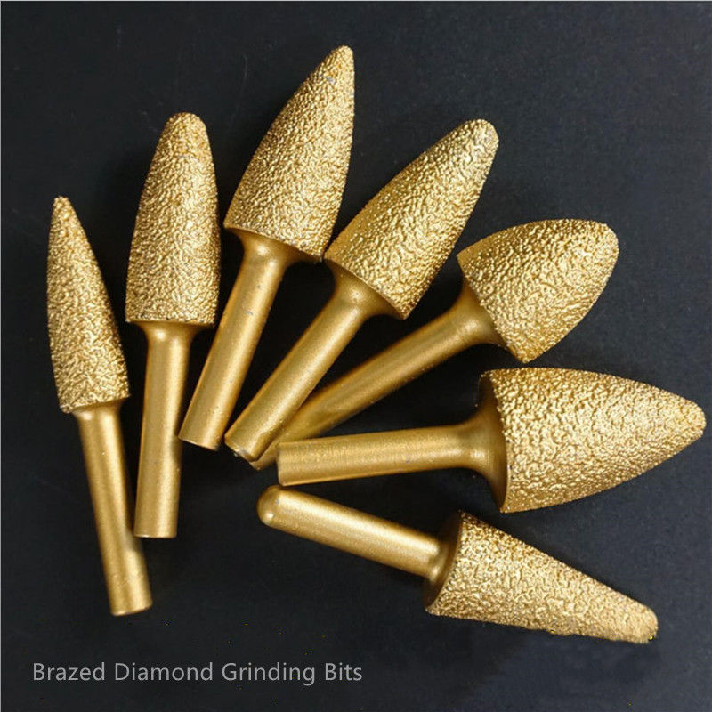 Vacuum Brazed Diamond Grinding Head Bur Bits for Rotary Die Grinder 6mm Shank